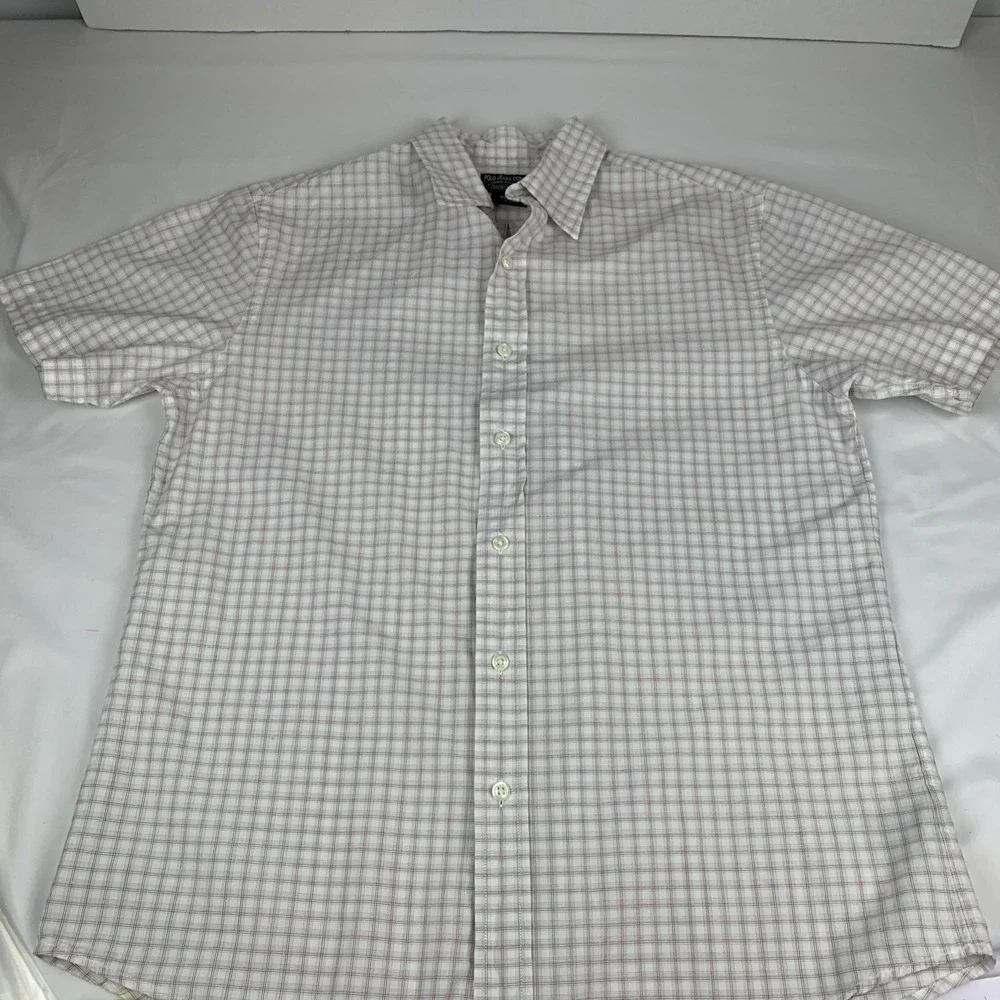 Polo‎ Jeans Co Ralph Lauren Mens Medium Plaid Short Sleeve Button Down Shirt Red